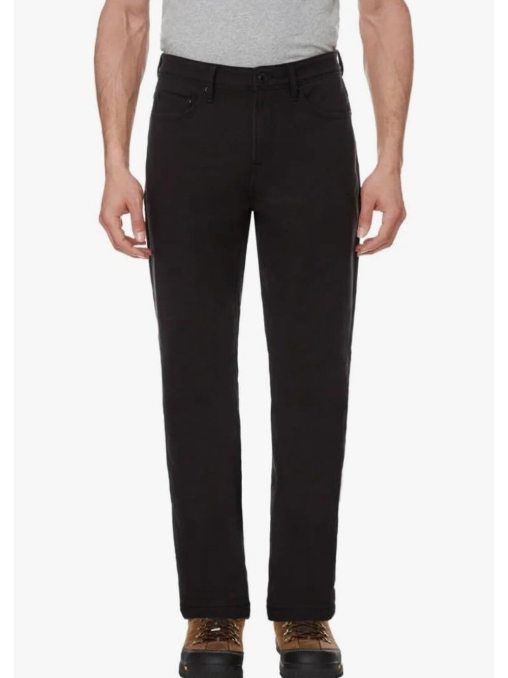 CAT Mens Fleece Lined Canvas Pants Stretch Cotton Straight Leg Black SIZE 34X32